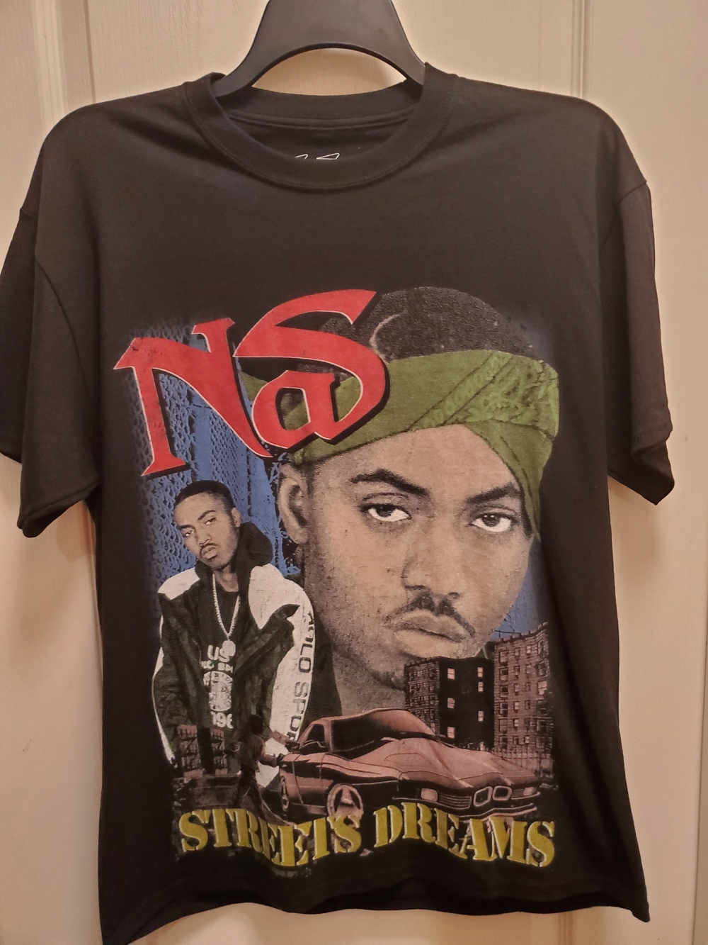 Nas 'Streets Dreams' Graphic Tee - Black/Green - NWOT / Large